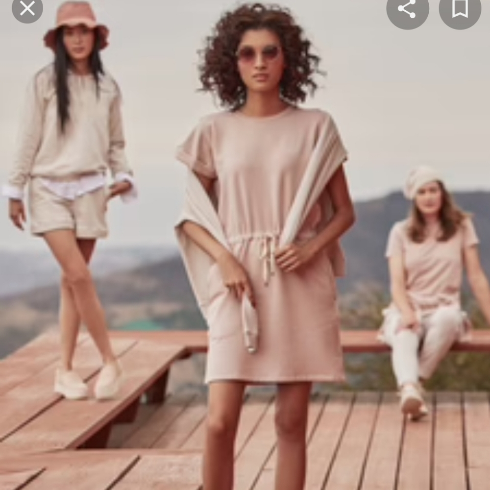HASS brand fleece bone color very soft pull over t-shirt style dress XS NWOT